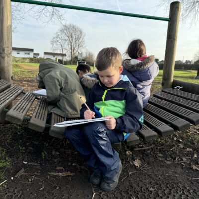 Creative Forest School Session Sketching Our Tree-mendous Trees!